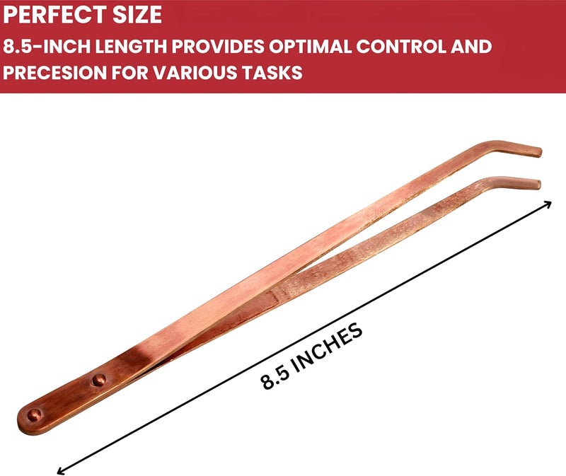 TAURISH Copper Tongs 8.5 inches Curved Tip Ideal for Jewelry Making, Soldering, Acid Baths & Pickling Tools - Image 2
